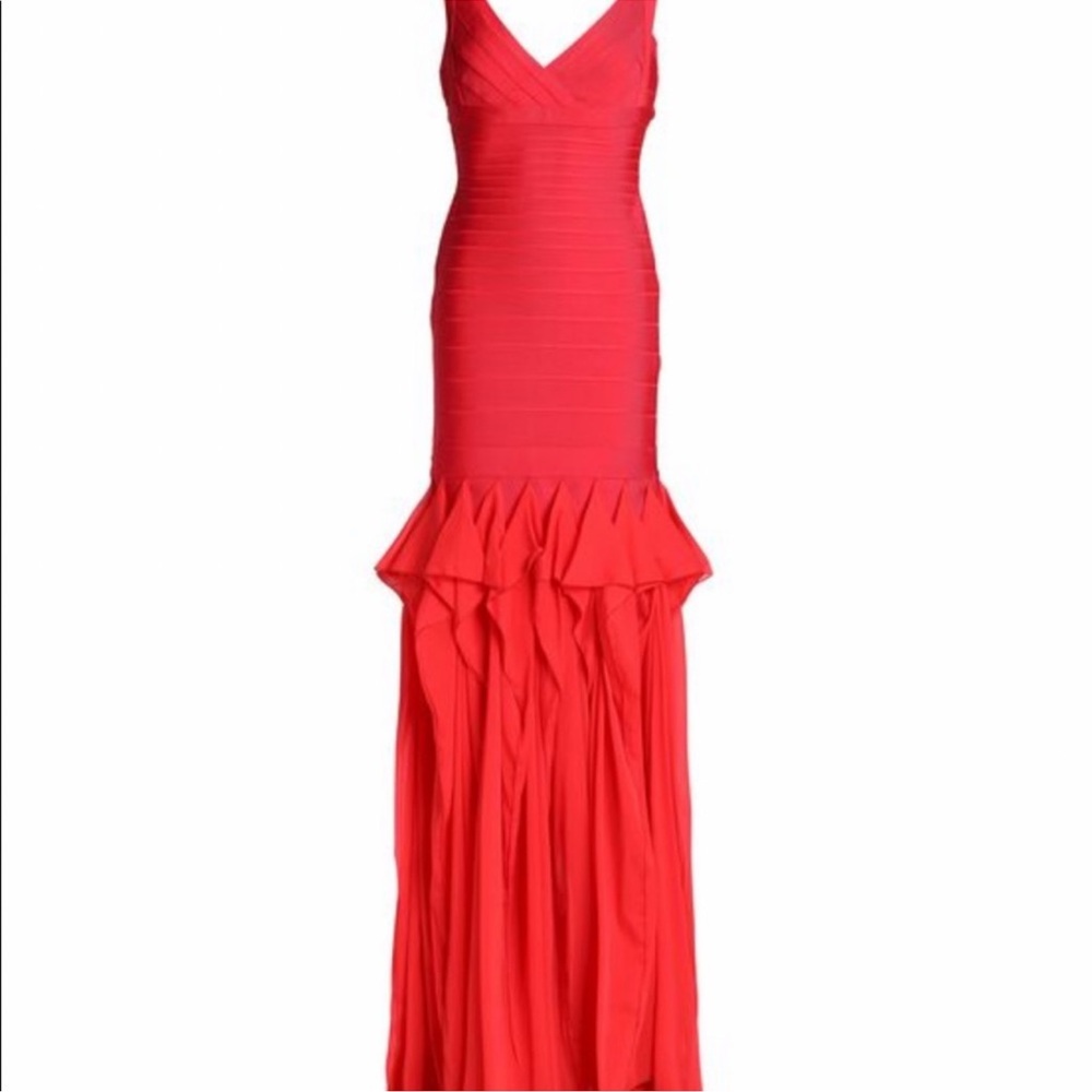 Herve Leger Red maxi, Fit and Flare Bandage dress, Size Small NWOT